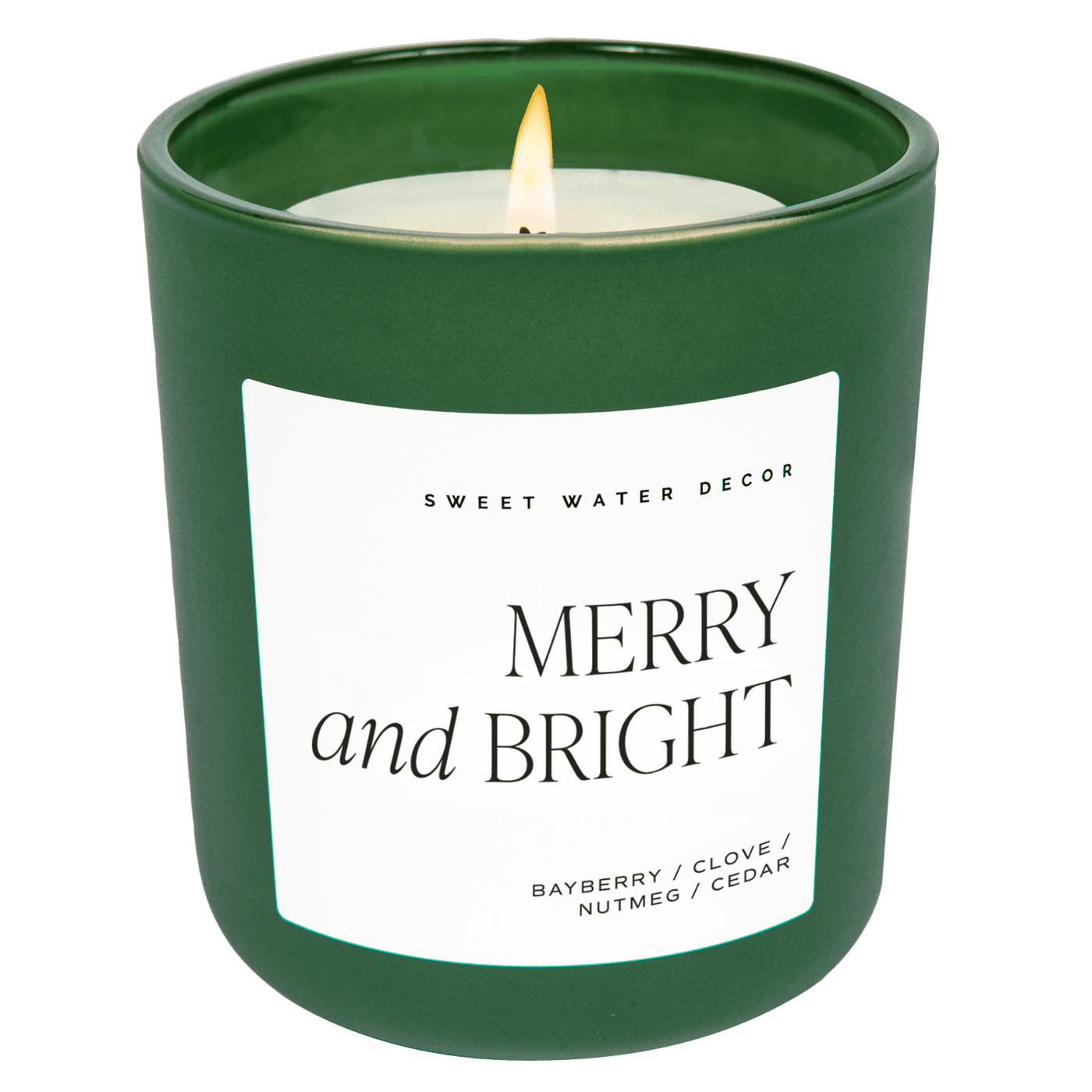 Merry and Bright Soy Candle - Green Matte Jar - 15 oz - Sweet Water Decor - Candles