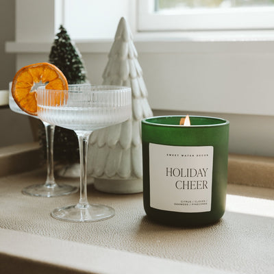 Holiday Cheer Soy Candle - Green Matte Jar - 15 oz - Sweet Water Decor - Candles