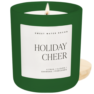 Holiday Cheer Soy Candle - Green Matte Jar - 15 oz - Sweet Water Decor - Candles