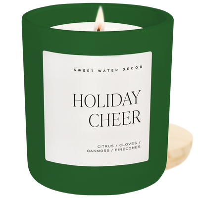 Holiday Cheer Soy Candle - Green Matte Jar - 15 oz