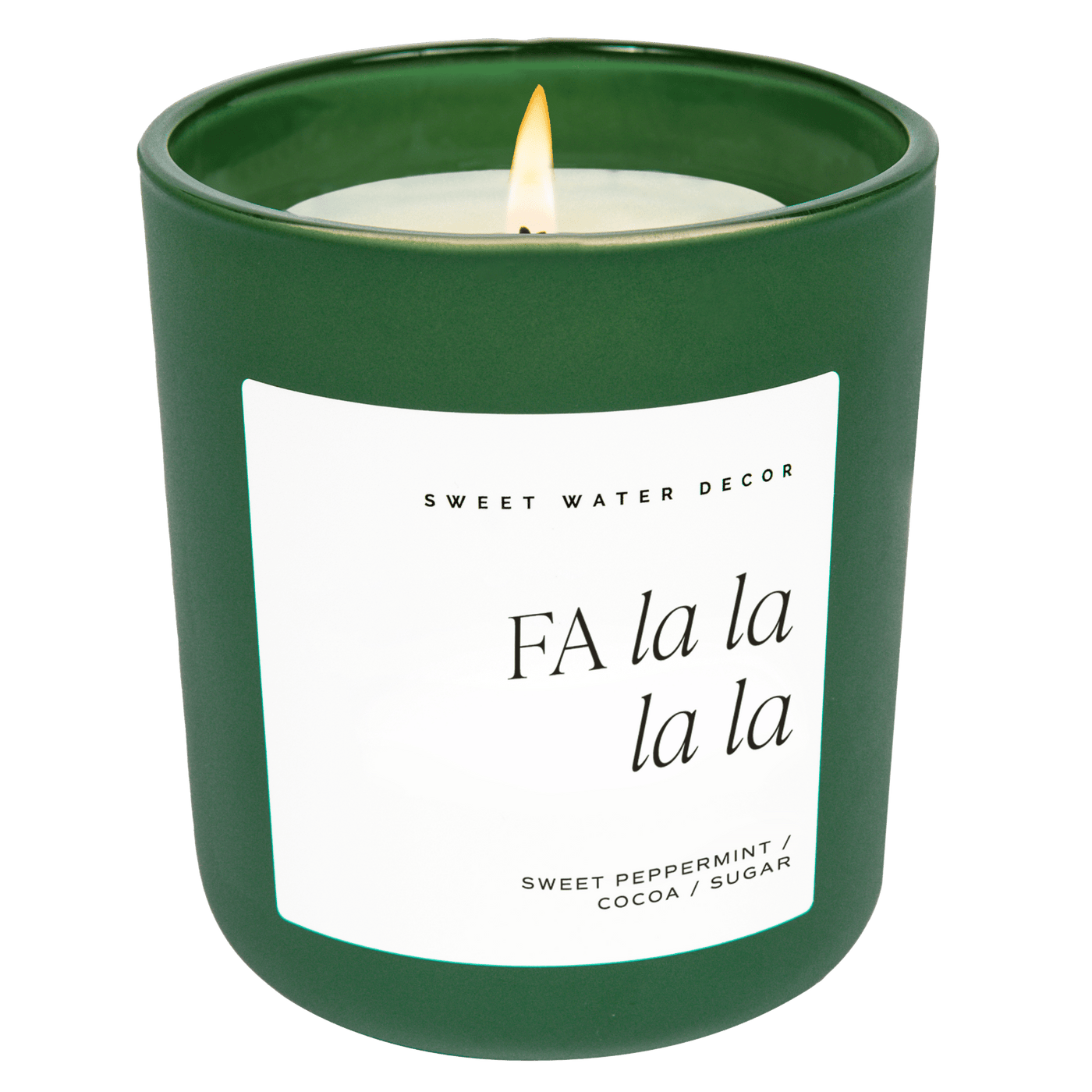 Fa La La La La Soy Candle - Green Matte Jar - 15 oz - Sweet Water Decor - Candles