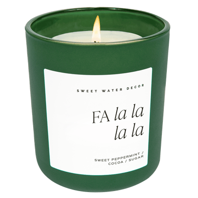 Fa La La La La Soy Candle - Green Matte Jar - 15 oz - Sweet Water Decor - Candles