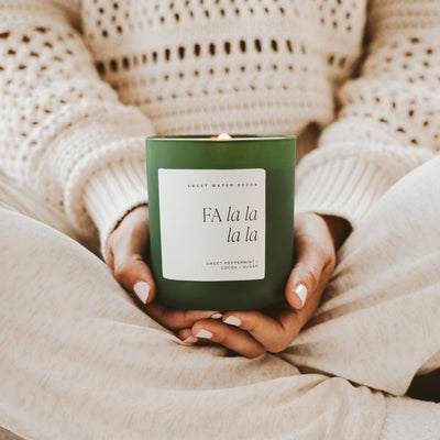 Fa La La La La Soy Candle - Green Matte Jar - 15 oz - Sweet Water Decor - Candles