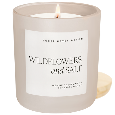 Wildflowers and Salt Soy Candle - Tan Matte Jar - 15 oz