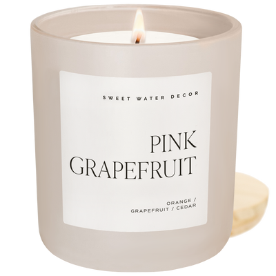 Pink Grapefruit Soy Candle - Tan Matte Jar - 15 oz