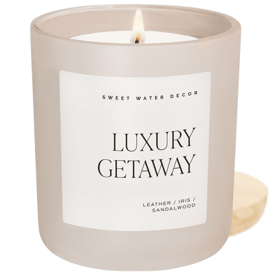 Luxury Getaway Soy Candle - Tan Matte Jar - 15 oz - Sweet Water Decor - Candles