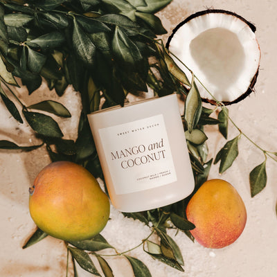 Mango and Coconut Soy Candle - Tan Matte Jar - 15 oz - Sweet Water Decor - Candles