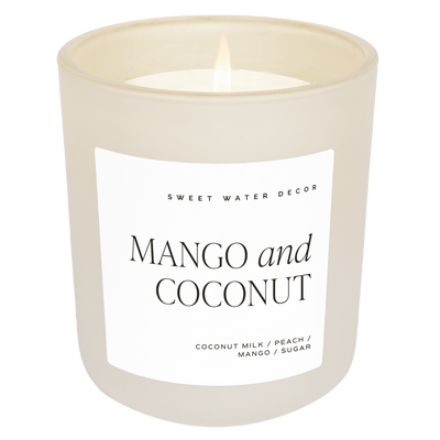 Mango and Coconut Soy Candle - Tan Matte Jar - 15 oz - Sweet Water Decor - Candles