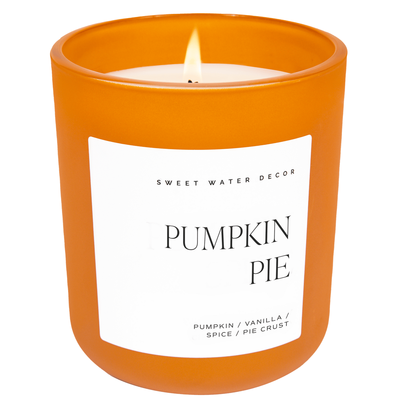 Pumpkin Pie Soy Candle - Orange Matte Jar - 15 oz (Hello Pumpkin) - Sweet Water Decor - Candles