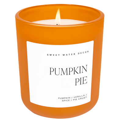 Pumpkin Pie Soy Candle - Orange Matte Jar - 15 oz (Hello Pumpkin) - Sweet Water Decor - Candles