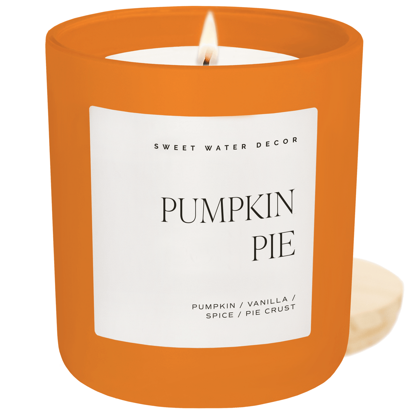 Pumpkin Pie Soy Candle - Orange Matte Jar - 15 oz (Hello Pumpkin) - Sweet Water Decor - Candles