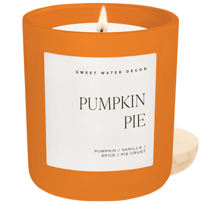 Pumpkin Pie Soy Candle - Orange Matte Jar - 15 oz (Hello Pumpkin) - Sweet Water Decor - Candles