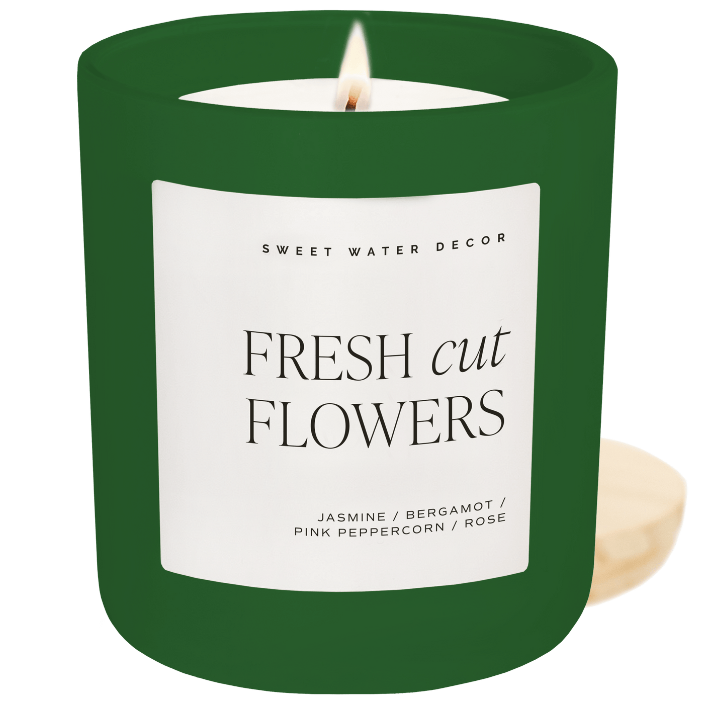 Fresh Cut Flowers Soy Candle - Green Matte Jar - 15 oz - Sweet Water Decor - Candles