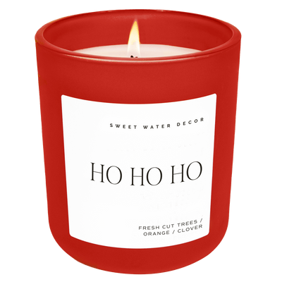 Ho Ho Ho Soy Candle - Red Matte Jar - 15 oz (Christmas) - Sweet Water Decor - Candles