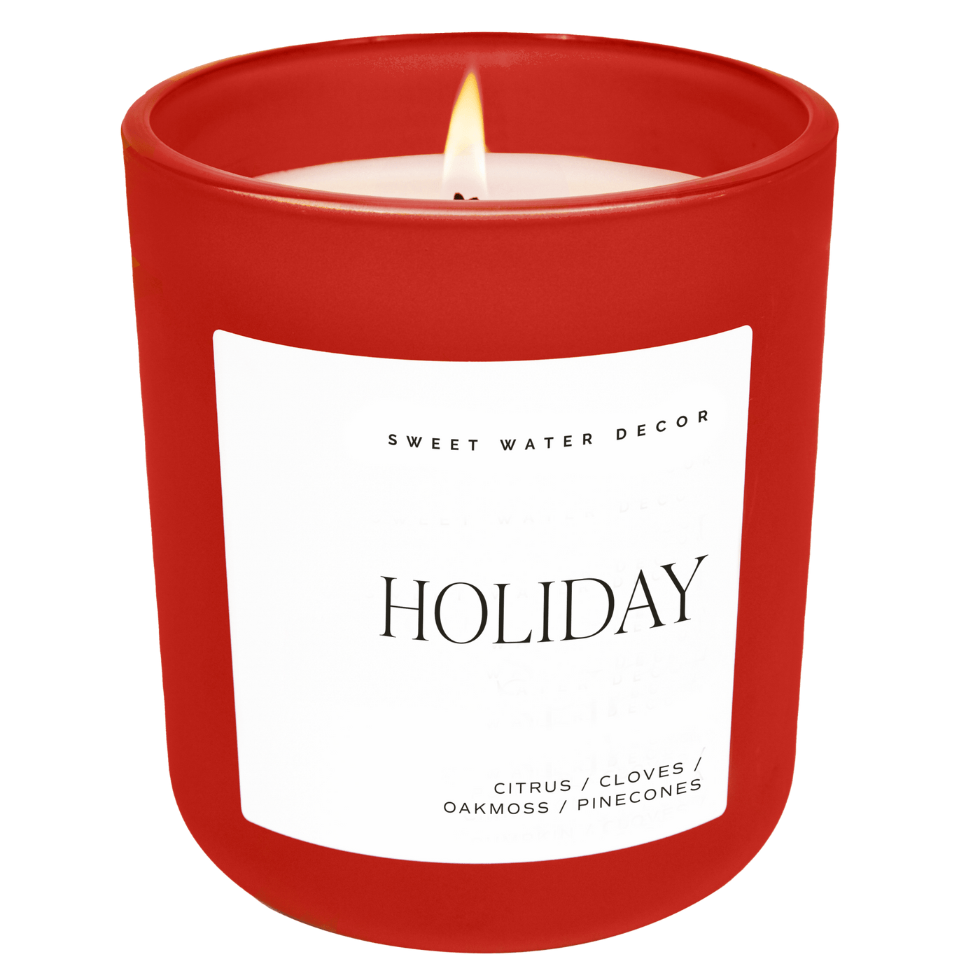 Holiday Soy Candle - Red Matte Jar - 15 oz - Sweet Water Decor - Candles