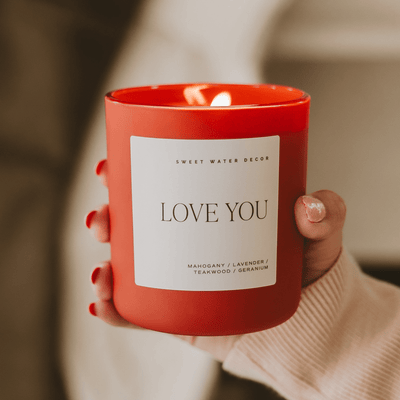 Love You Soy Candle - Red Matte Jar - 15 oz - Sweet Water Decor - Candles