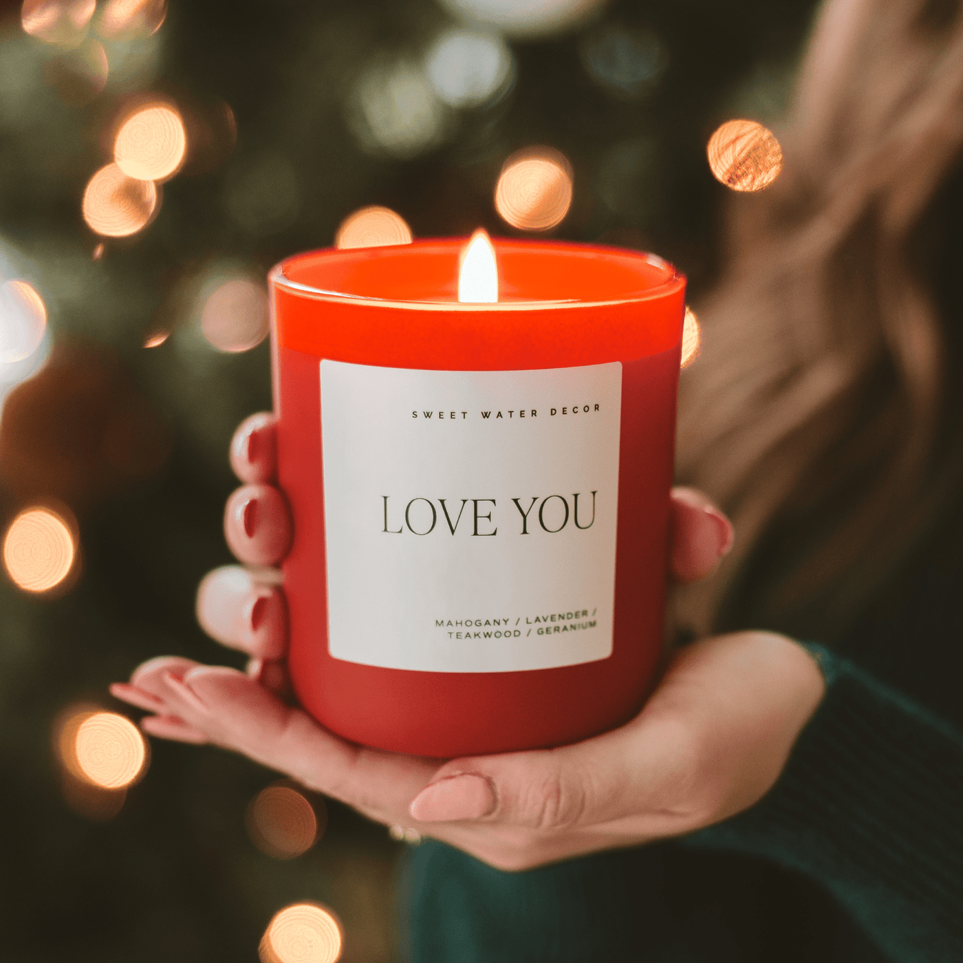 Love You Soy Candle - Red Matte Jar - 15 oz - Sweet Water Decor - Candles