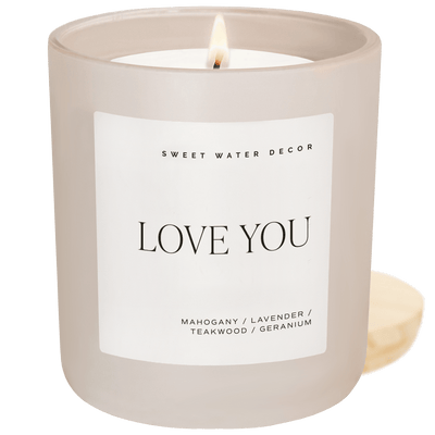 Love You Soy Candle - Tan Matte Jar - 15 oz - Sweet Water Decor - Candles