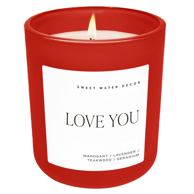 Love You Soy Candle - Red Matte Jar - 15 oz - Sweet Water Decor - Candles