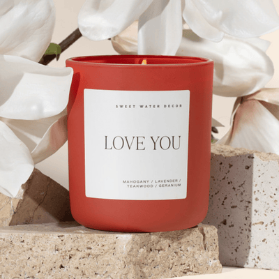 Love You Soy Candle - Red Matte Jar - 15 oz - Sweet Water Decor - Candles