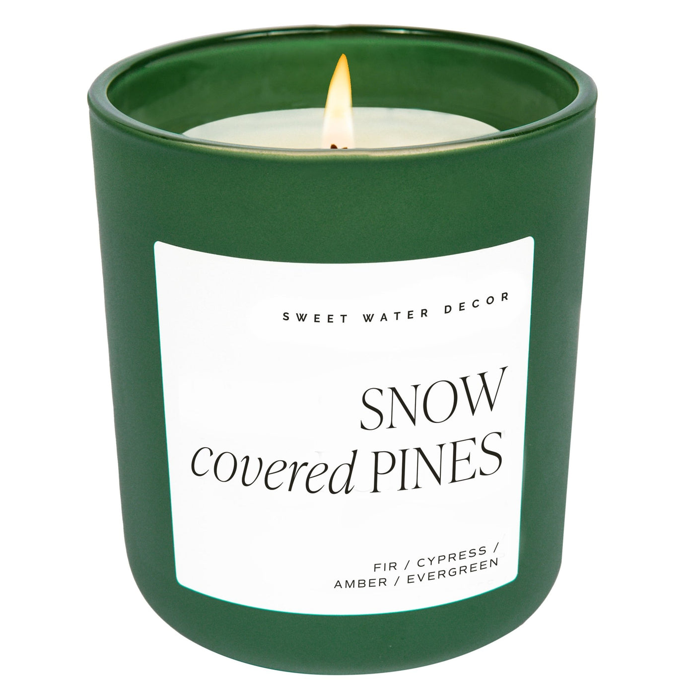 Snow Covered Pines Soy Candle - Green Matte Jar - 15 oz (Fraser Fir) - Sweet Water Decor - Candles