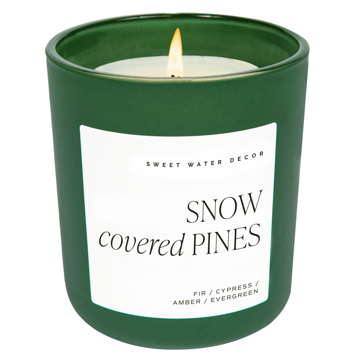 Snow Covered Pines Soy Candle - Green Matte Jar - 15 oz (Fraser Fir) - Sweet Water Decor - Candles