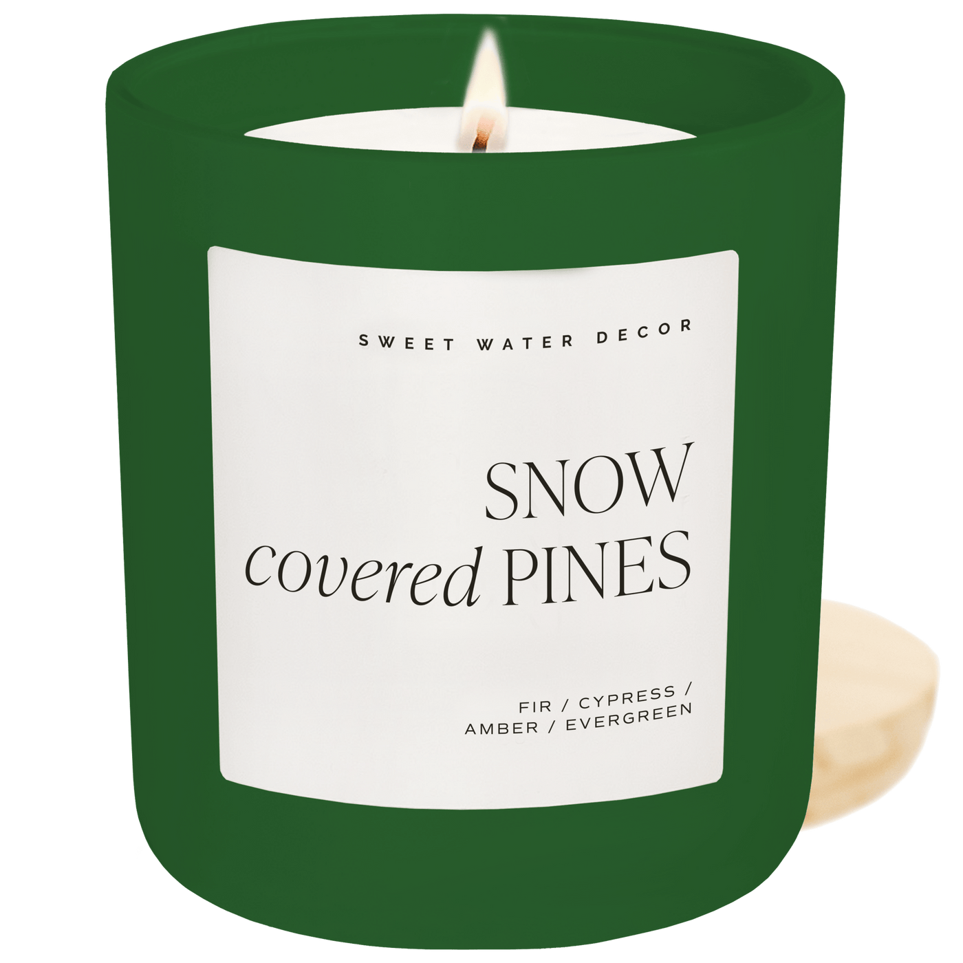 Snow Covered Pines Soy Candle - Green Matte Jar - 15 oz (Fraser Fir) - Sweet Water Decor - Candles