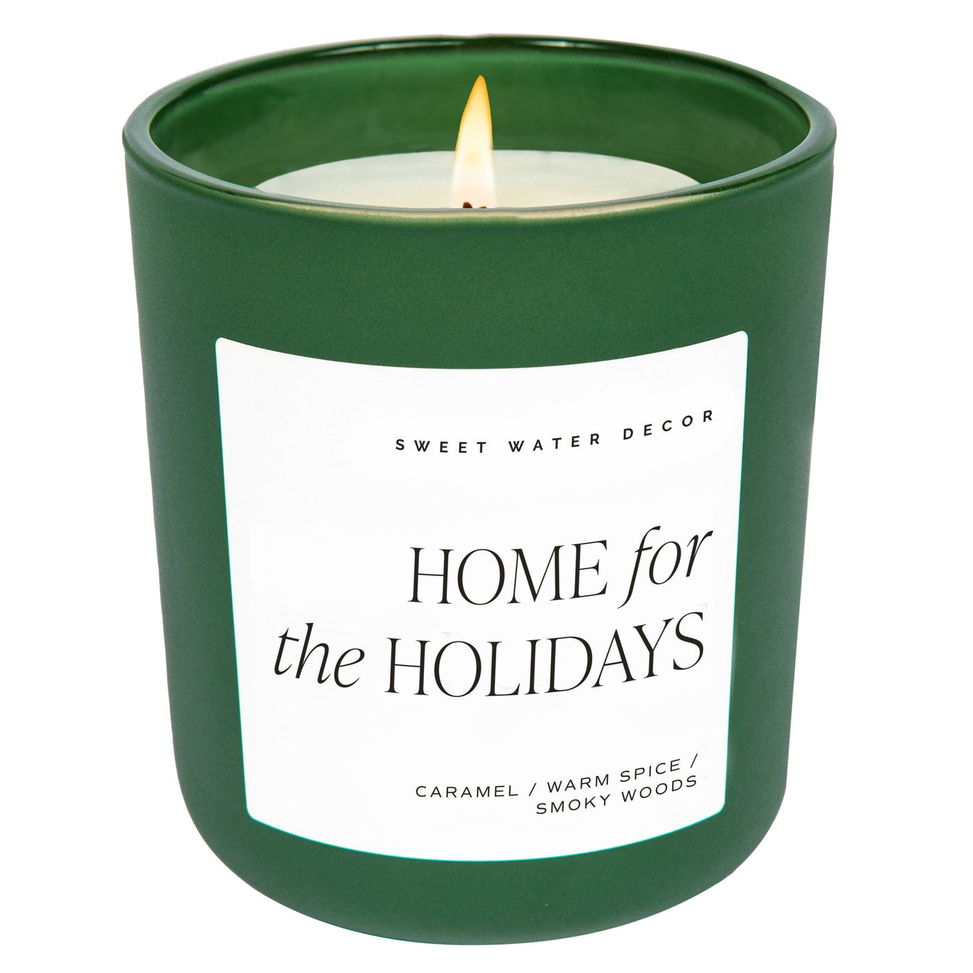 Home for the Holidays Soy Candle - Green Matte Jar - 15 oz (Flannel) - Sweet Water Decor - Candles