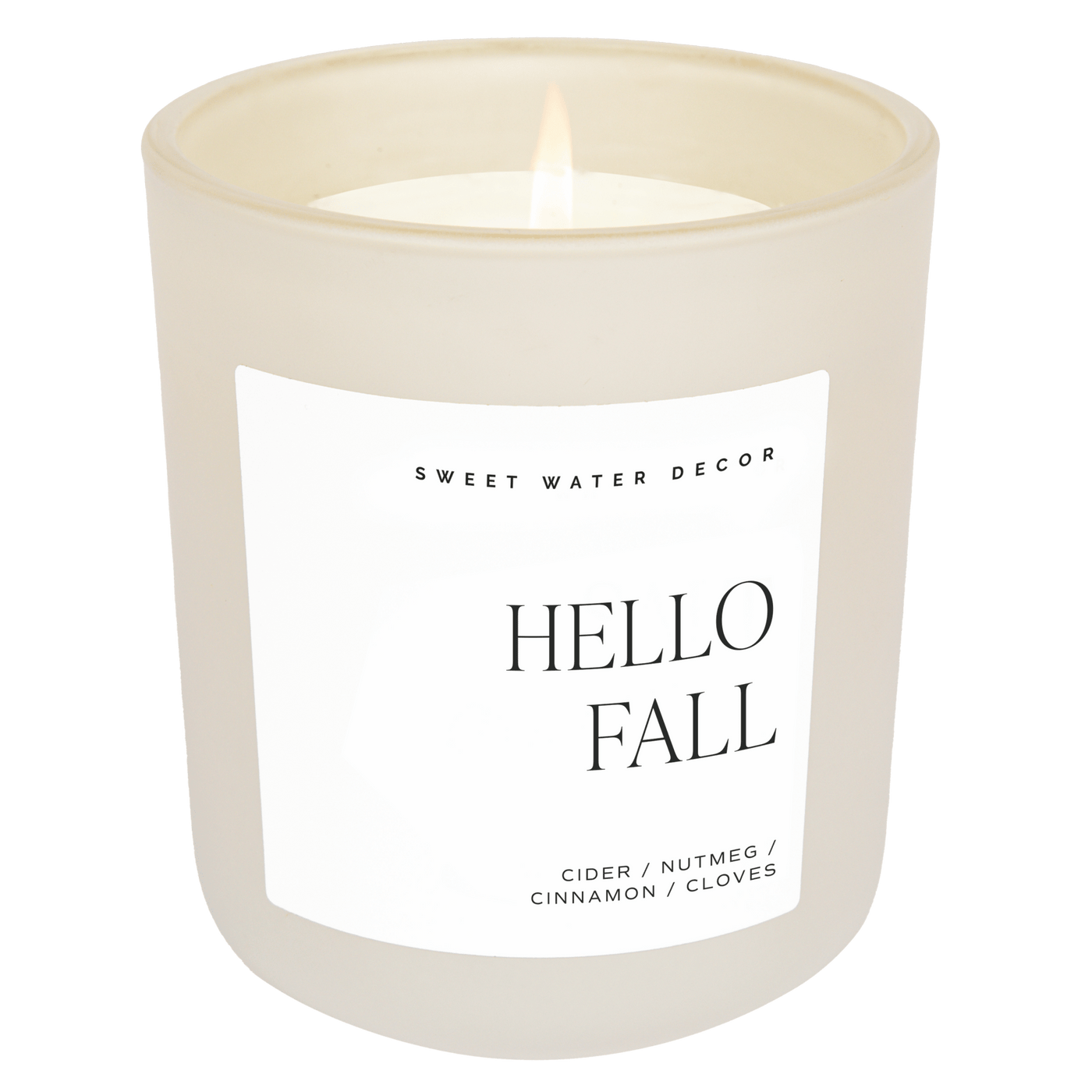 Hello Fall Soy Candle - Tan Matte Jar - 15 oz - Sweet Water Decor - Candles