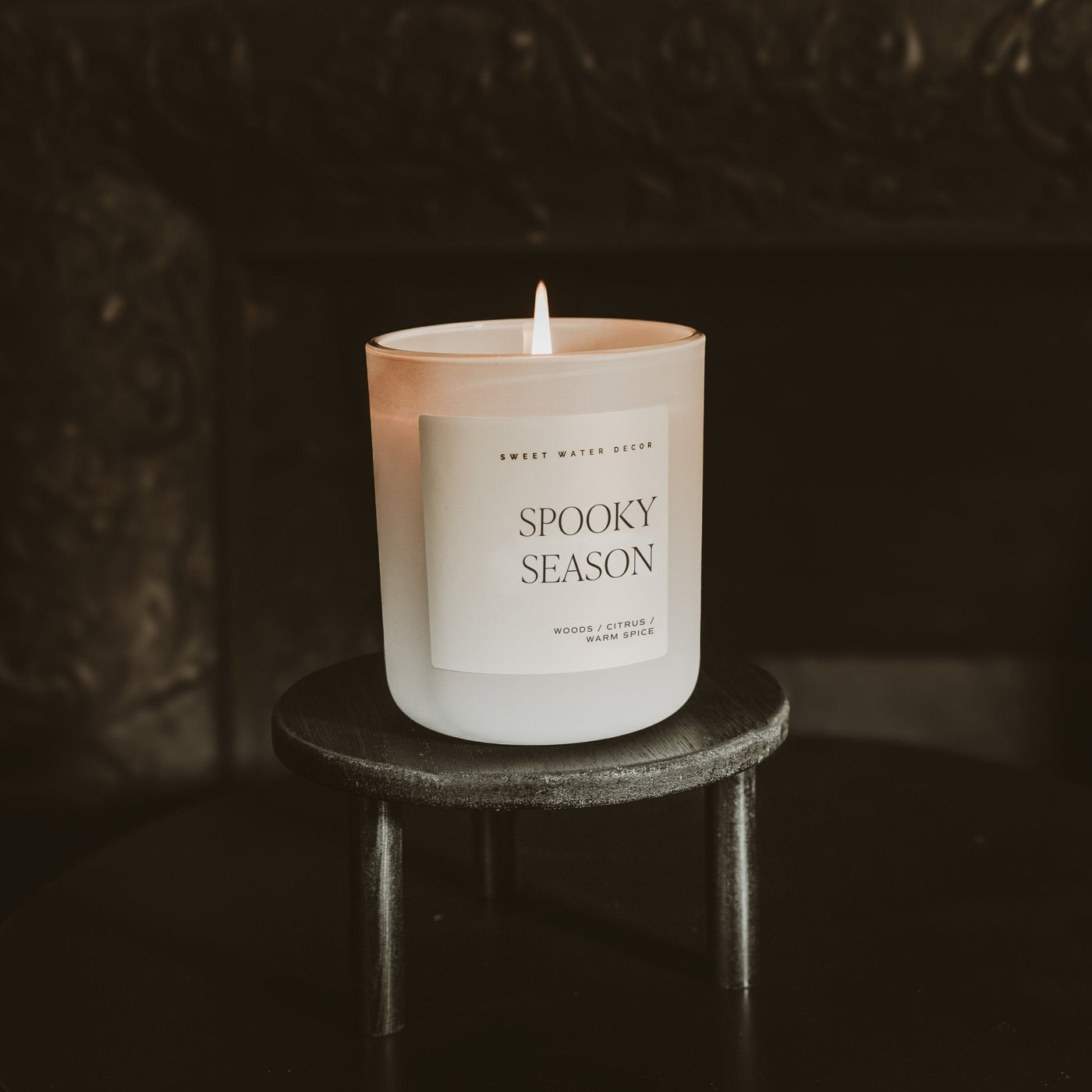 Spooky Season Soy Candle - Tan Matte Jar - 15 oz (Cozy Season) - Sweet Water Decor - Candles