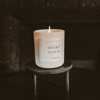 Spooky Season Soy Candle - Tan Matte Jar - 15 oz (Cozy Season) - Sweet Water Decor - Candles