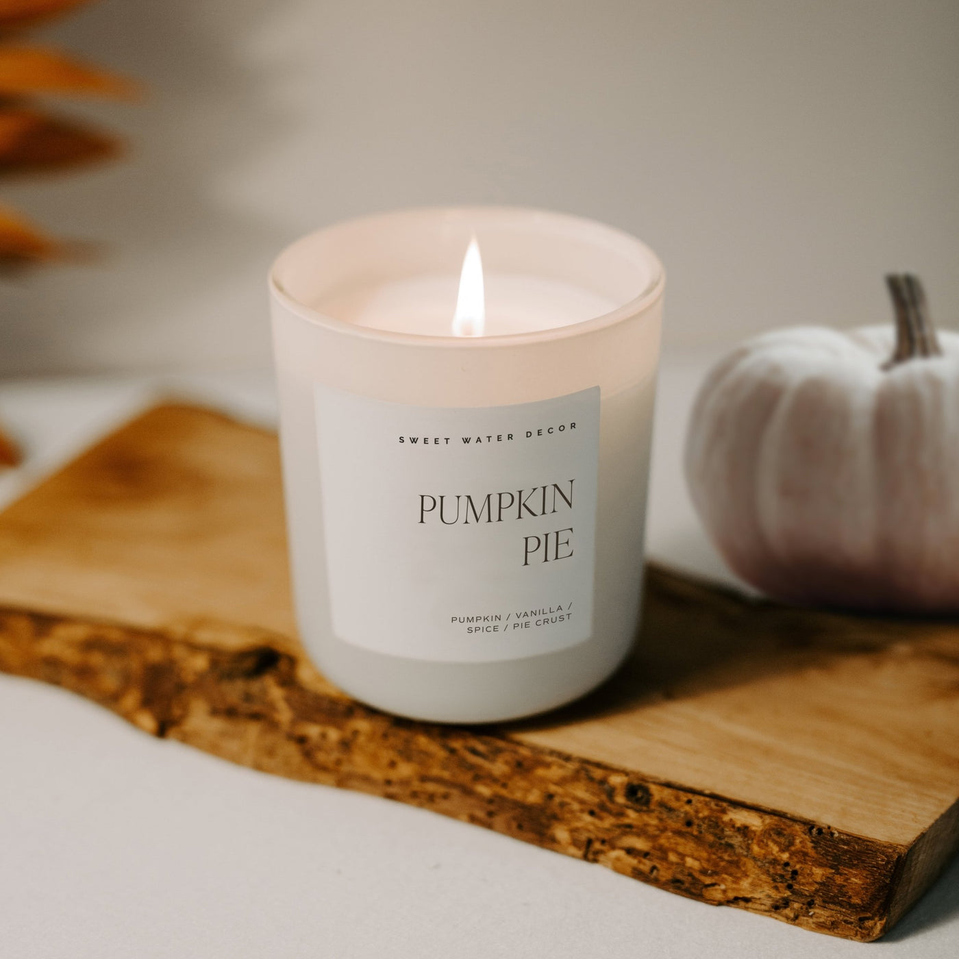 Pumpkin Pie Soy Candle - Tan Matte Jar - 15 oz (Hello Pumpkin) - Sweet Water Decor - Candles