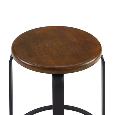 Colton 26" 2-Piece Metal and Wood Round Kitchen Bar Stool