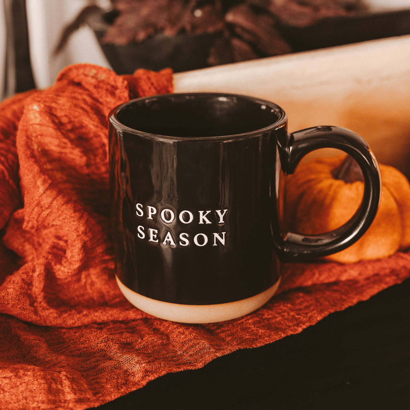 Spooky Season 14oz. Black Stoneware Coffee Mug - Sweet Water Decor - Coffee Mugs