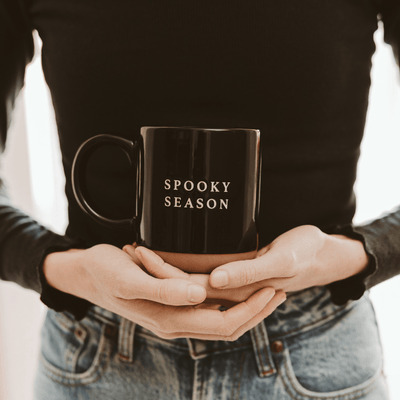 Spooky Season 14oz. Black Stoneware Coffee Mug - Sweet Water Decor - Coffee Mugs