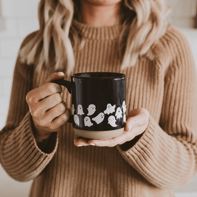 Ghosts 14oz. Black Stoneware Coffee Mug - Sweet Water Decor - Coffee Mugs