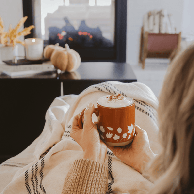 Fall Leaves 14oz. Orange Stoneware Coffee Mug - Sweet Water Decor - Coffee Mugs