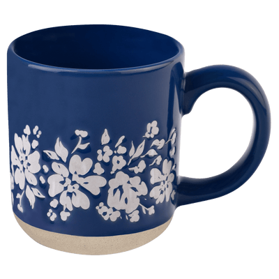 Blue Floral 14oz. Stoneware Coffee Mug