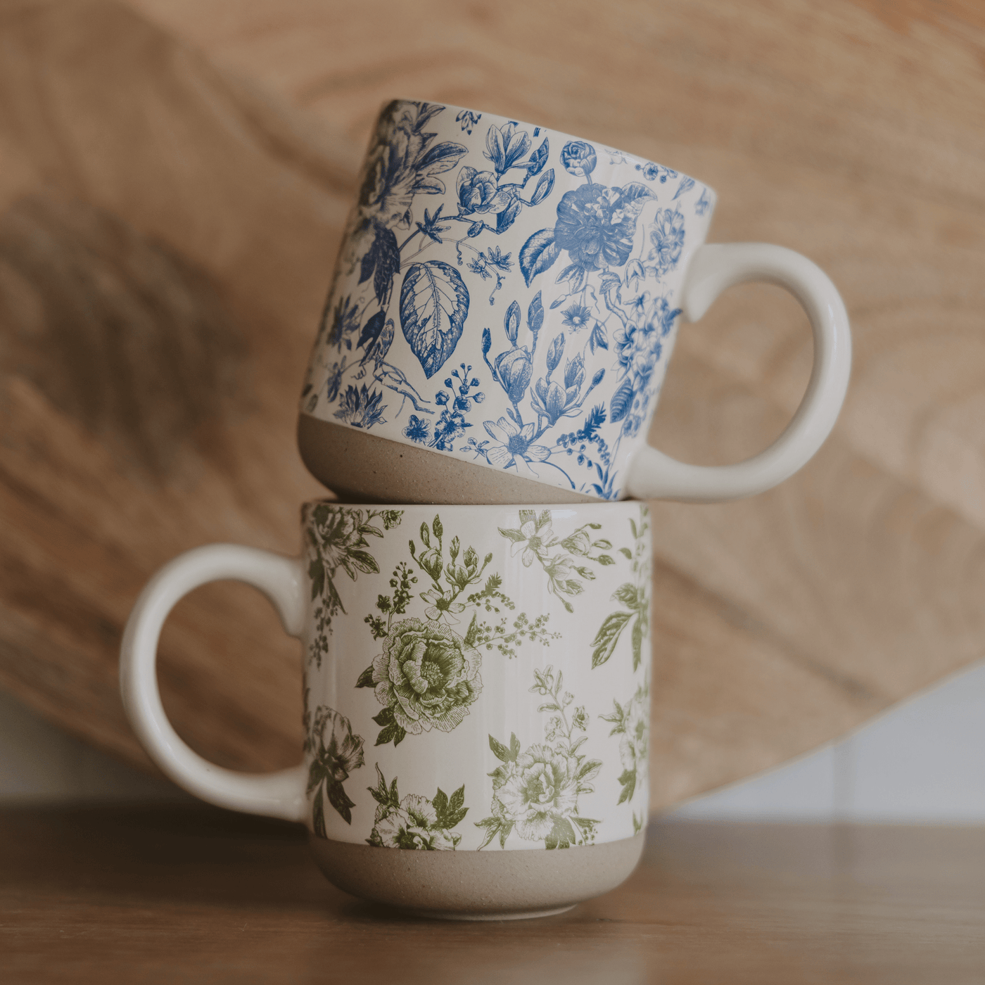 Green Delft 14oz. Stoneware Coffee Mug