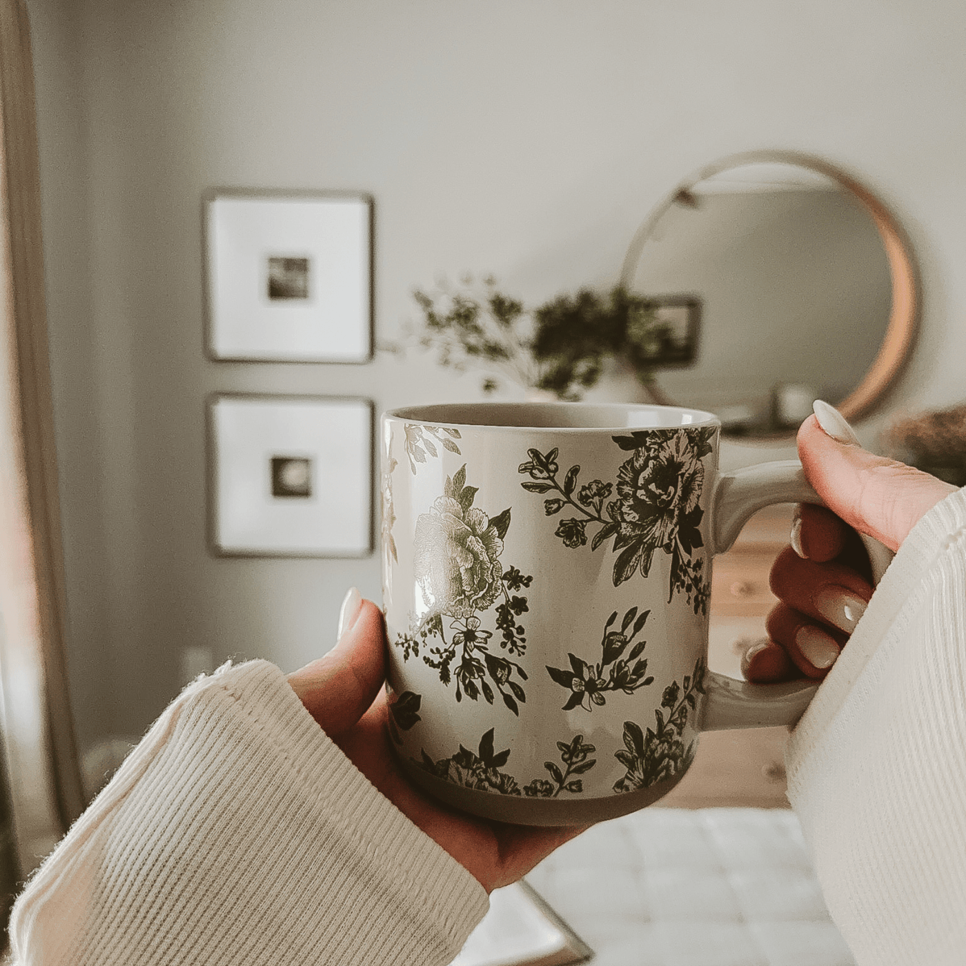 Green Delft 14oz. Stoneware Coffee Mug - Sweet Water Decor - Coffee Mugs