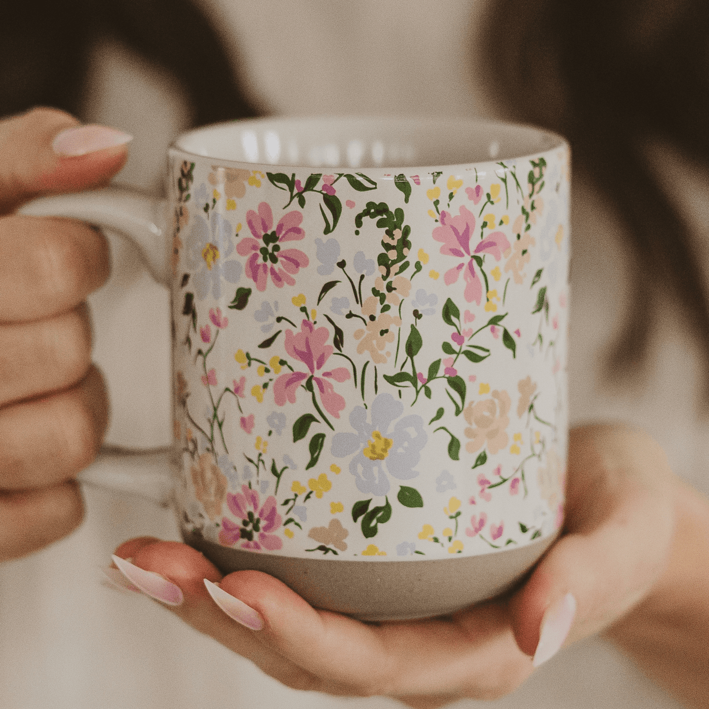 Floral 14oz. Stoneware Coffee Mug