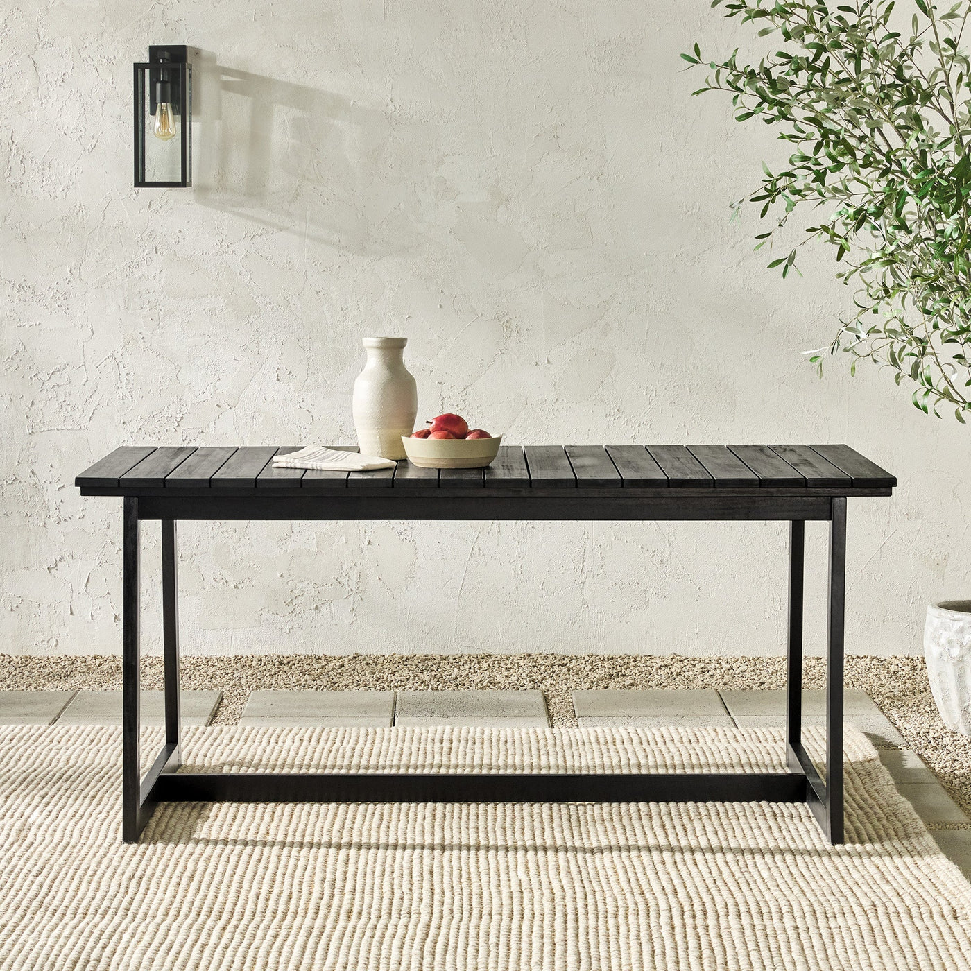 Cologne Modern Solid Wood Slat-Top Outdoor Dining Table