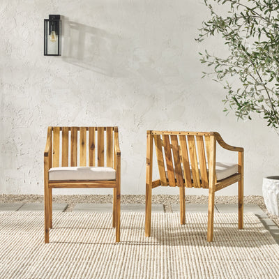 Cologne 2-Piece Modern Solid Wood Outdoor Dining Chair Set