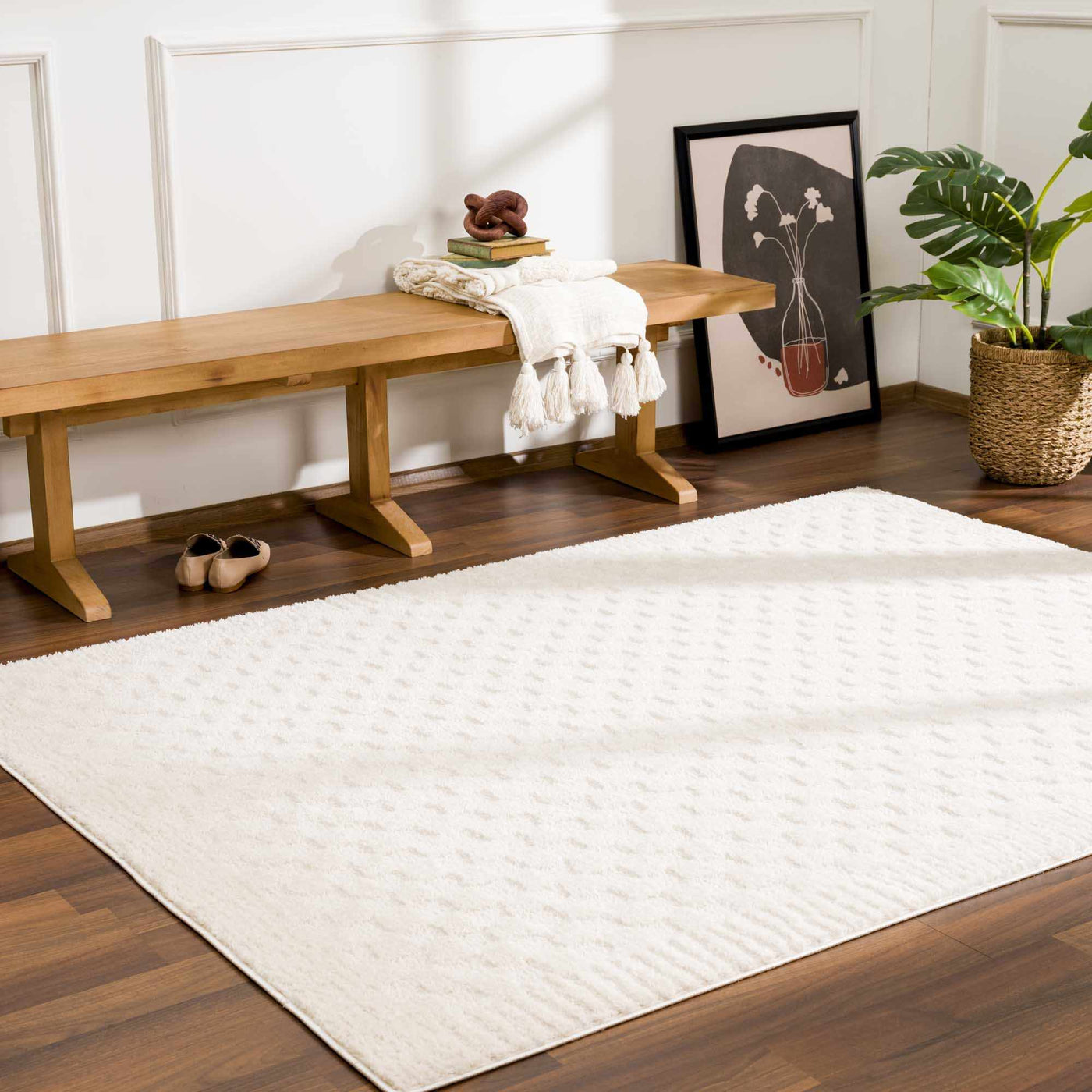 Leryn Ivory Checkered Area Rug - Sweet Water Decor - Rugs