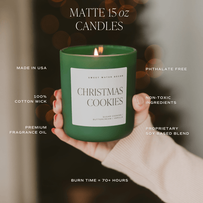 Holiday Cheer Soy Candle - Green Matte Jar - 15 oz - Sweet Water Decor - Candles