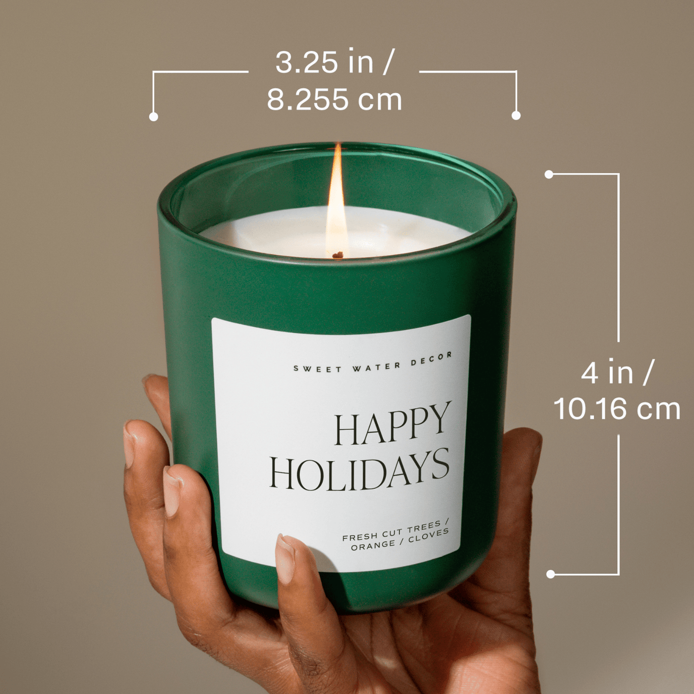 Holiday Cheer Soy Candle - Green Matte Jar - 15 oz - Sweet Water Decor - Candles