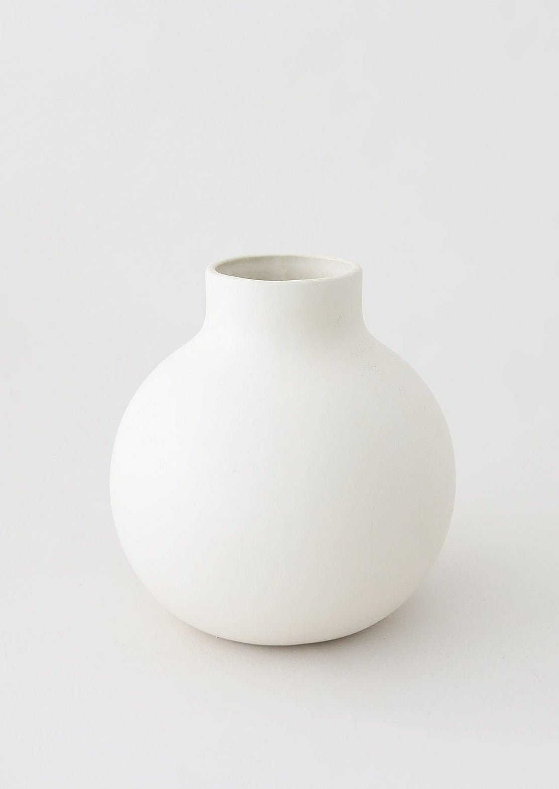 Afloral Creamy White Round Ceramic Vase - 8" - Sweet Water Decor - Vases