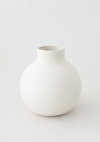 Afloral Creamy White Round Ceramic Vase - 8" - Sweet Water Decor - Vases