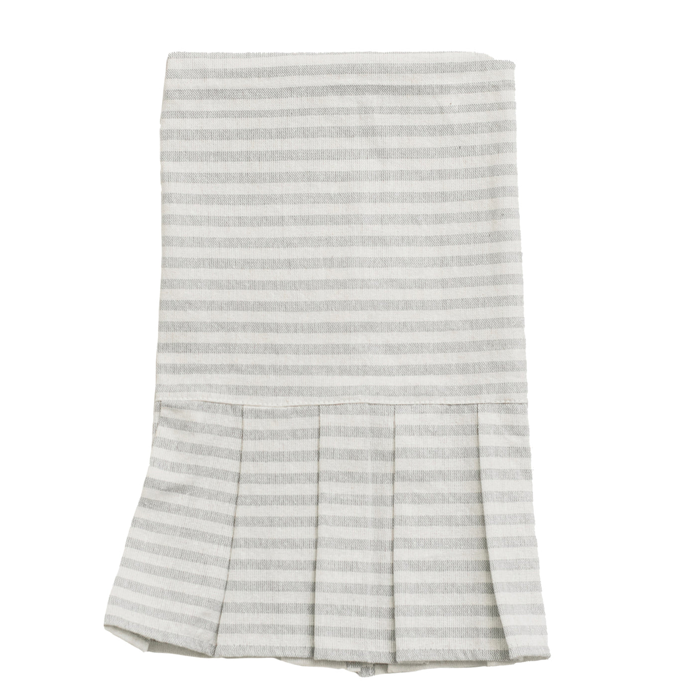 Grey Striped Tea Towel with Ruffle