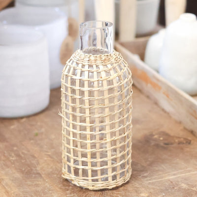 Jaxon Rattan Covered Glass Carafe - Sweet Water Decor - Vases